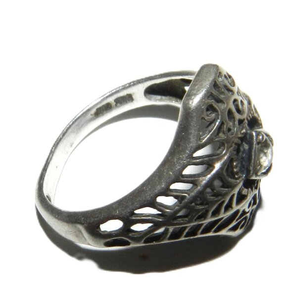 AVON 925 Sterling Silver Vintage GRP Round-Cut Shaped  Ornate Ring Size 5 - Picture 6 of 8